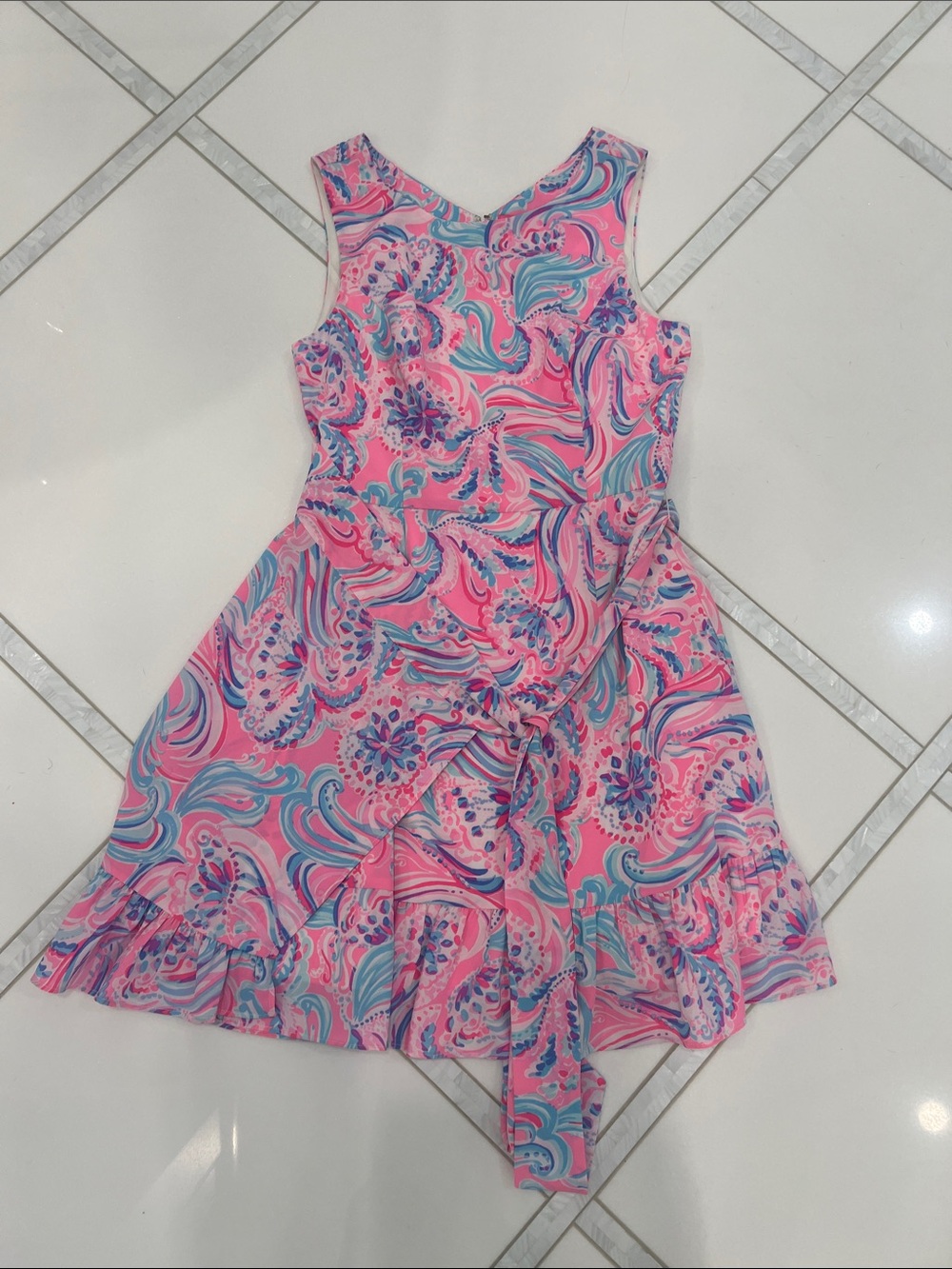 Lilly Pulitzer Pink Swirl & Teal Floral Sleeveless Dress